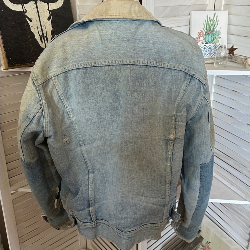 Vintage Lee Storm Rider Denim Jacket with Tan Accents - Picture 7 of 7